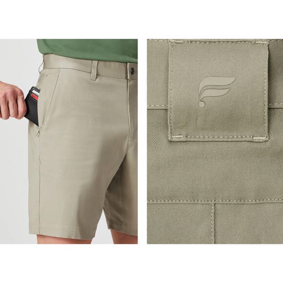 Fabletics The High Side Chino Short Mens Size 35 Fresh Taupe New Performance - Picture 4 of 14